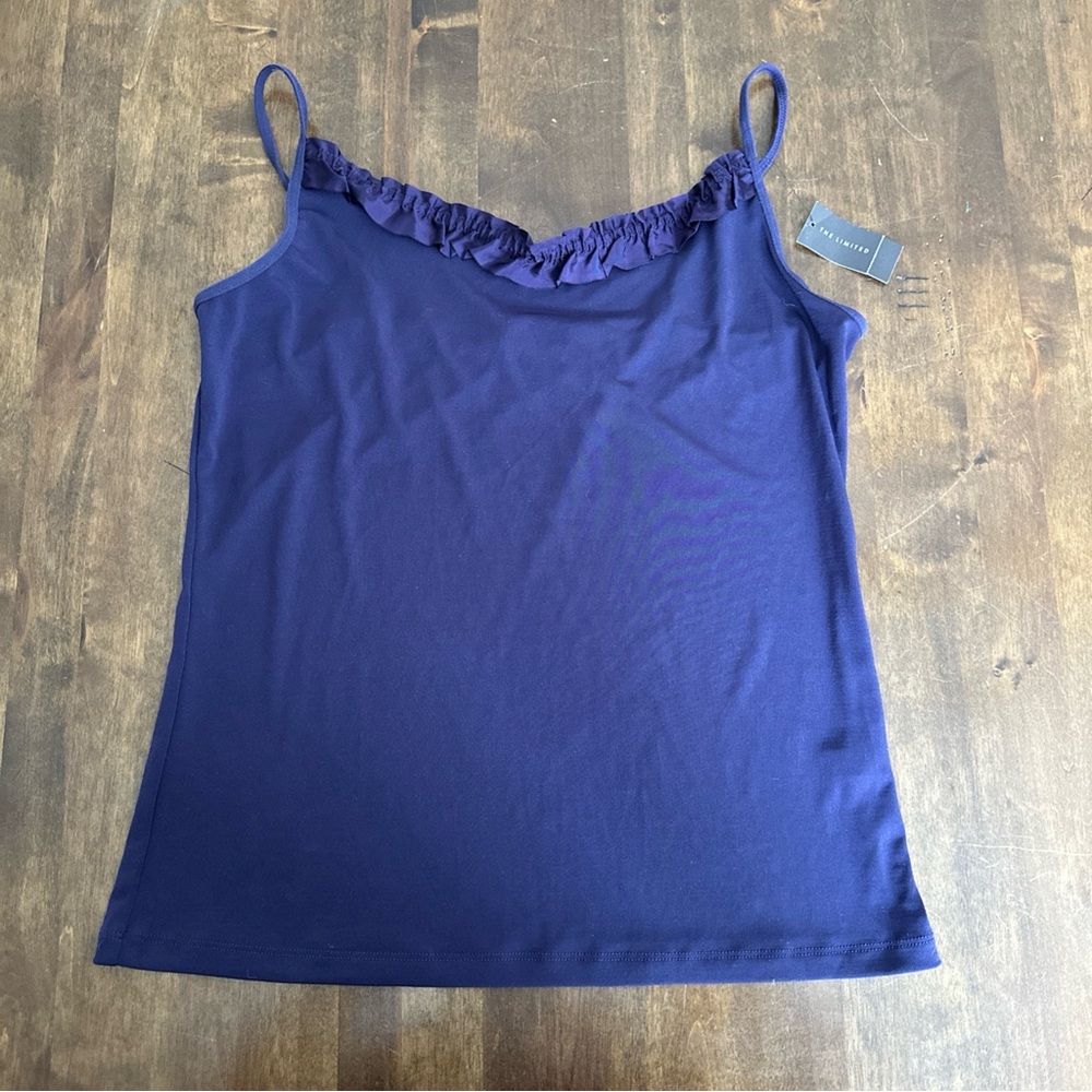 The Limited Purple Ruffle Tank Large Y2K 00s Coquette Office Career 💜